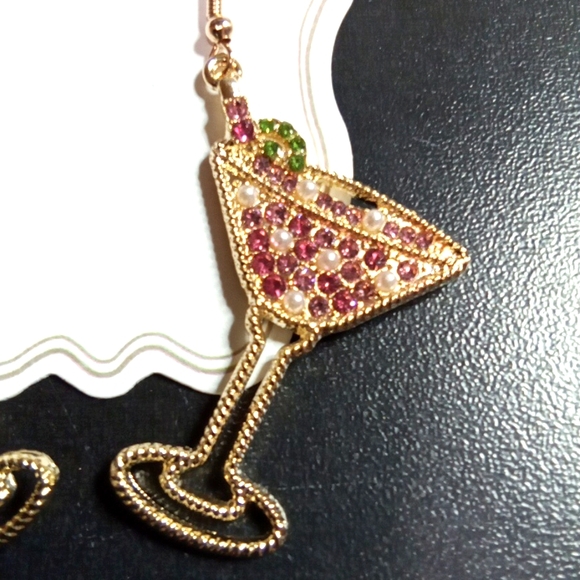 Cocktail Rhinestone Earrings - Picture 3 of 6